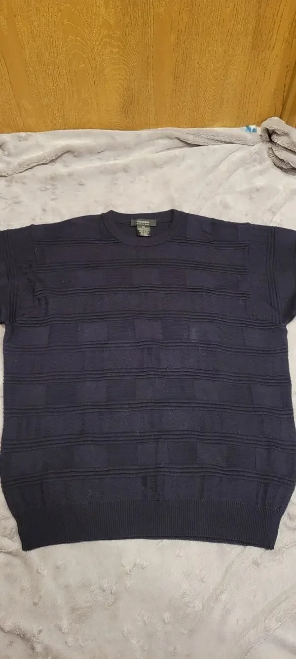 Giorgiolini Made in Italy Wool Blend Textured Knit Sweater Mens XXL Navy Fall